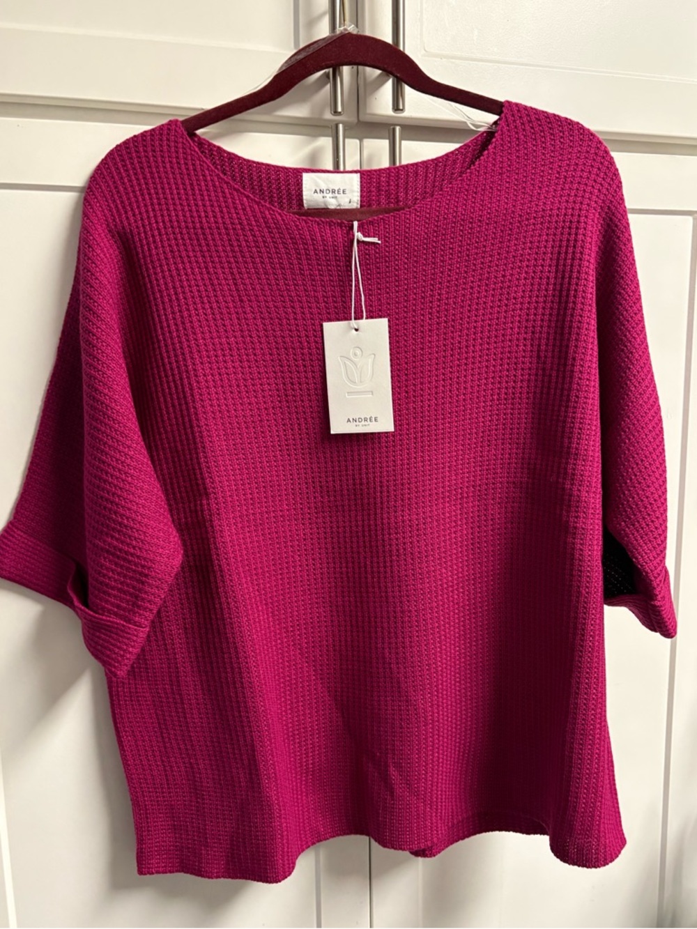 ANDREE BY UNIT Waffle Knit Top in Fuchsia